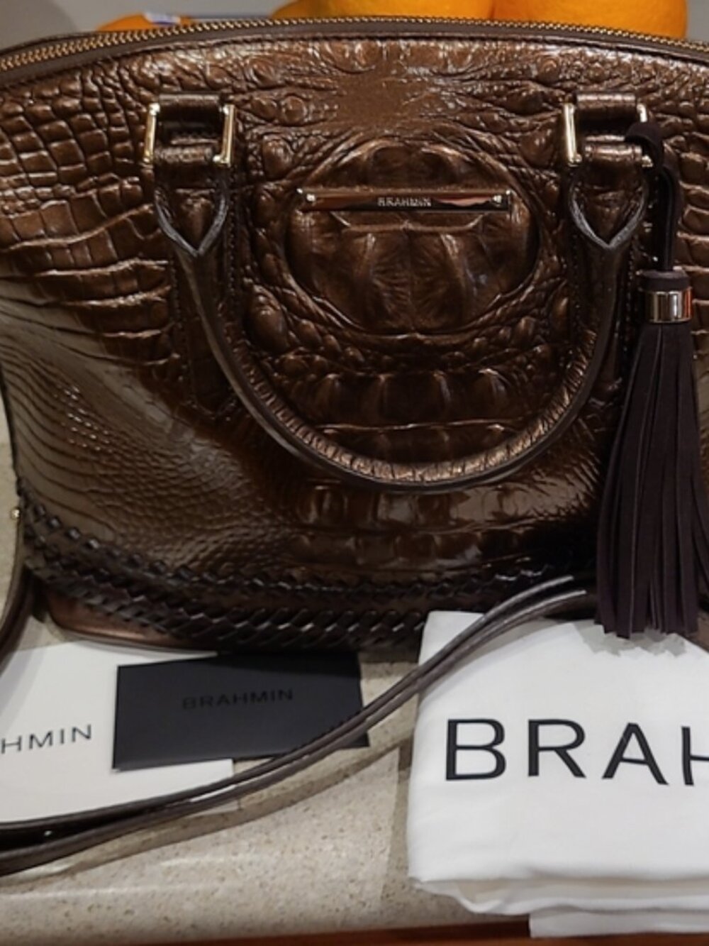 Brahmin Medium Duxbury Satchel Patina Palermo